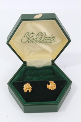 Lot 273 - Pair of Flora Danica yellow metal parsley leaf earrings in original box