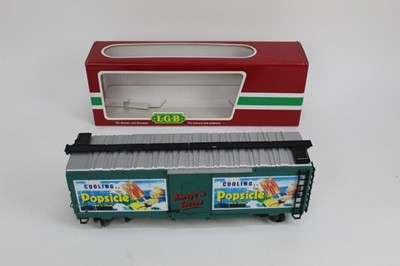 Lot 1416 - Railway Three Lehmann LGB Adverting Rolling Stock Campbell's 41911, Popsicle 48913 (x 2), all boxed.