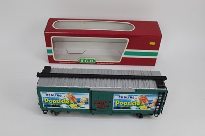 Lot 1416 - Railway Three Lehmann LGB Adverting Rolling Stock Campbell's 41911, Popsicle 48913 (x 2), all boxed.