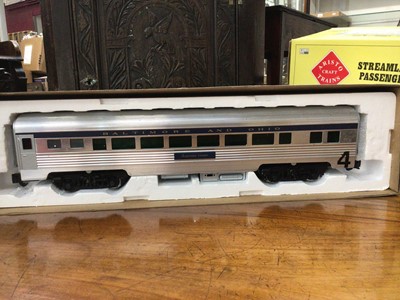 Lot 1426 - Railway Aristocraft 2 x Streamline Passenger Cars 32302 and an Observation car 32402.