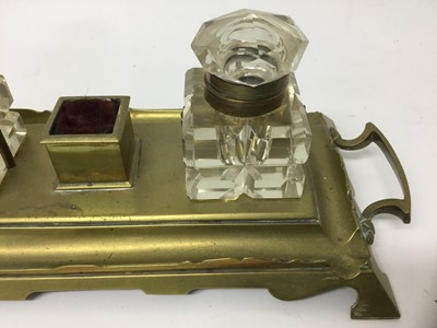 Lot 1973 - Early 20th century brass inkstand