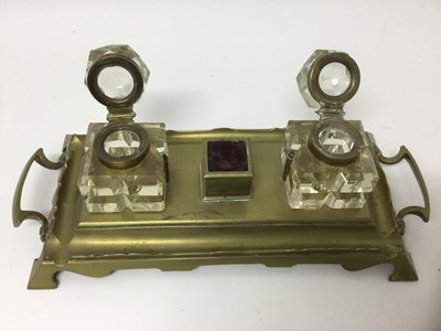 Lot 1973 - Early 20th century brass inkstand