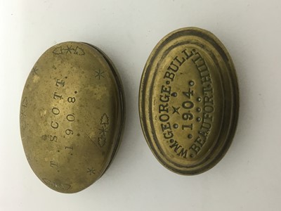 Lot 313 - Two Edwardian brass tobacco boxes