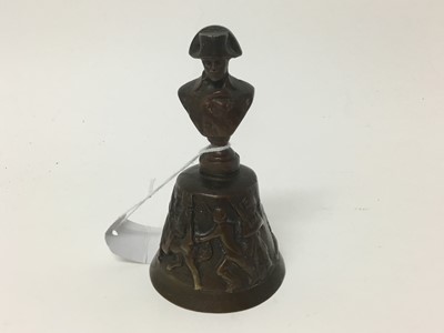 Lot 315 - Novelty brass table bell commemorating Waterloo