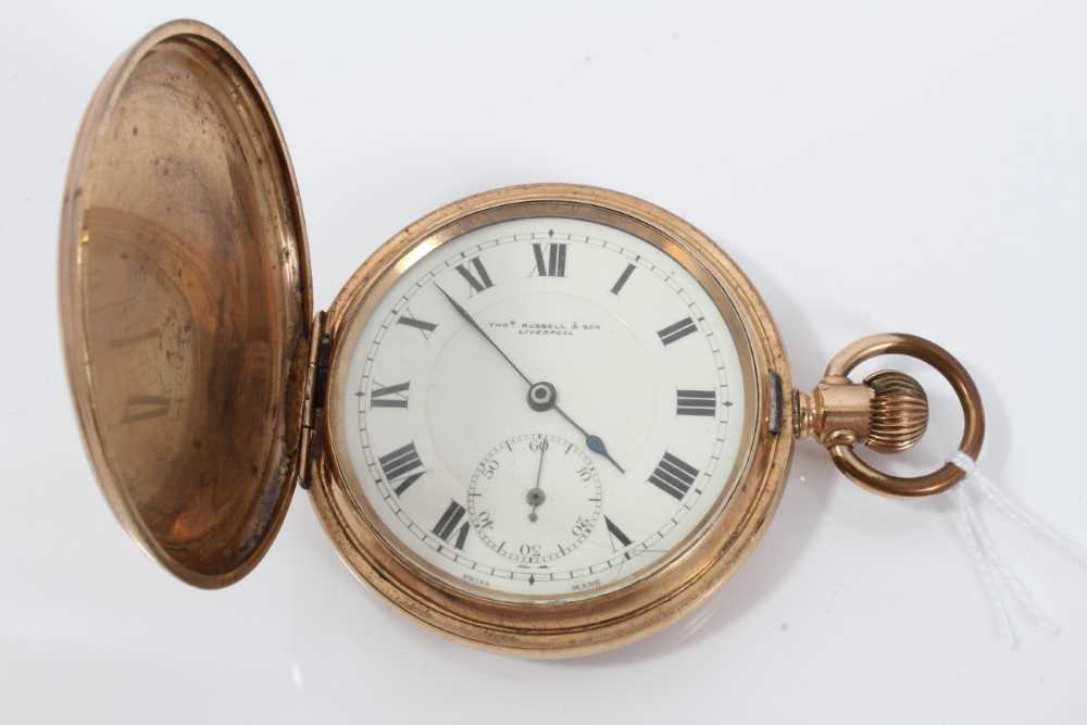 Lot 185 - Early 20th century gol plated full hunter pocket watch