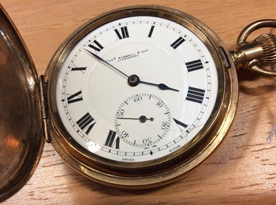 Lot 185 - Early 20th century gol plated full hunter pocket watch