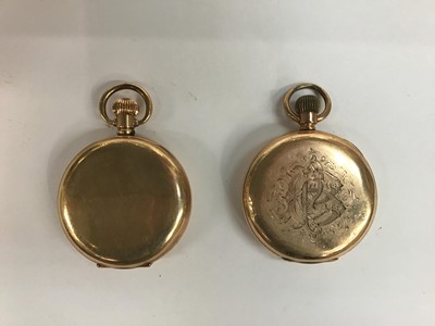 Lot 156 - Gentleman's Hunter pocket watch in gold plated case and another open faced pocket watch (2)
