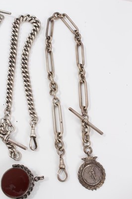 Lot 151 - Five Edwardian and later silver watch chains, some with fobs approx 8.7 ounces