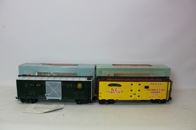 Lot 1436 - Railway Express Agency Stock Car46107, Obersvatiion  Car 31201, Caboose 42151, Box Car and Refrigerator Car, all boxed