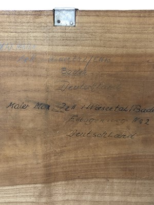 Lot 326 - Max Maier, 20th century German School, carved wooden panel depicting deer in woodland, inscribed verso, 25cm x 23cm
