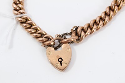 Lot 219 - Edwardian 9ct rose gold hollow link bracelet, with padlock clasp 
14.3g