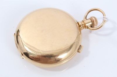 Lot 222 - Gentleman's 18ct gold Waltham Hunter chronometer pocket watch with white enamel dial , signed movement and dial, the case 50 mm, 117.6 grams gross