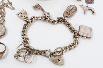 Lot 221 - Silver charm bracelet, together with various silver jewellery