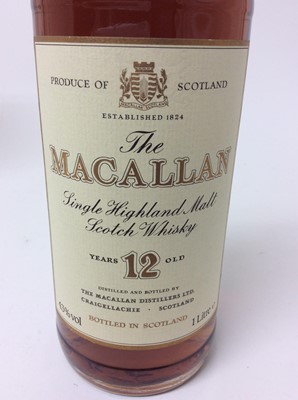 Lot 5 - Whisky - one bottle, The Macallan 12 Years Old, 1980s, 43%, 1 litre, in original card box