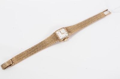 Lot 263 - Ladies Rotary 9ct gold dress watch with gold mesh bracelet. 25.6 grams gross