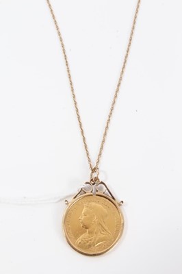 Lot 266 - Victorian gold sovereign pendant dated 1893 on gold chain