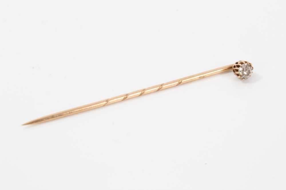 Lot 290 - Diamond stick pin with an old cut diamond estimated to weigh approximately 0.15cts