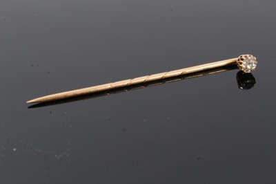 Lot 290 - Diamond stick pin with an old cut diamond estimated to weigh approximately 0.15cts