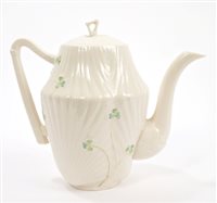 Lot 367 - 20th century Belleek shell-moulded coffee pot...