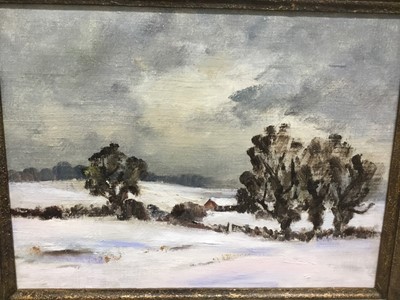 Lot 367 - Doreen Allen (1916-2000) oil on canvas board, 'At Walberswick', inscribed verso, 28 x 38cm, gilt frame