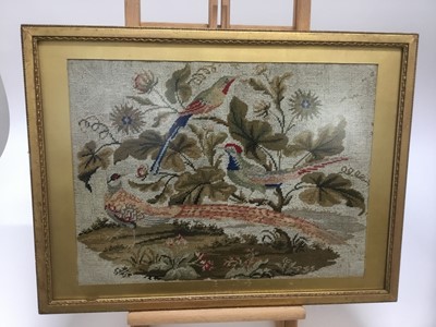 Lot 55 - 19th century needlework picture of pheasants, 32 x 43cm in glazed gilt frame