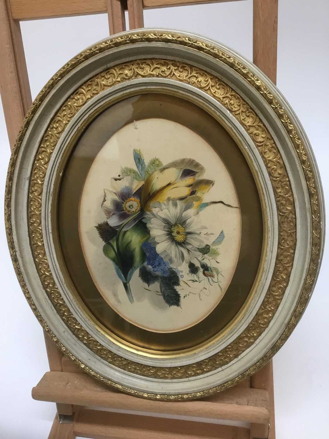 Lot 61 - Victorian botanical watercolour, unsigned, oval, 16 x 22cm, glazed frame