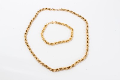 Lot 273 - 9ct gold rope necklace 45 cm and matching bracelet 19 cm (2) - 14.7 grams