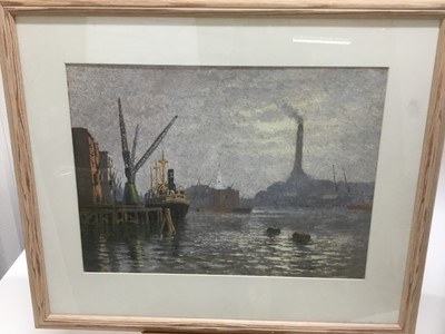 Lot 379 - Leslie Ford (1885-1959) pastel, Londob Docks from Shadwell, signed, 36 x 47cm, glazed frame