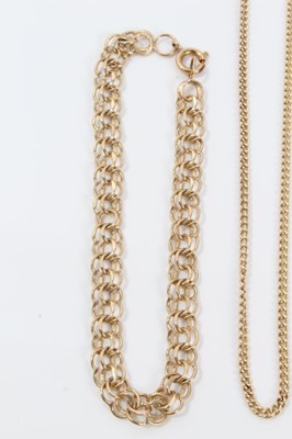Lot 280 - Three 9ct gold necklaces with 9ct gold locket and pendant-17.8 grams