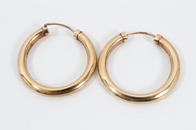 Lot 281 - Three pairs 9ct gold hoop earrings- 8.7 grams