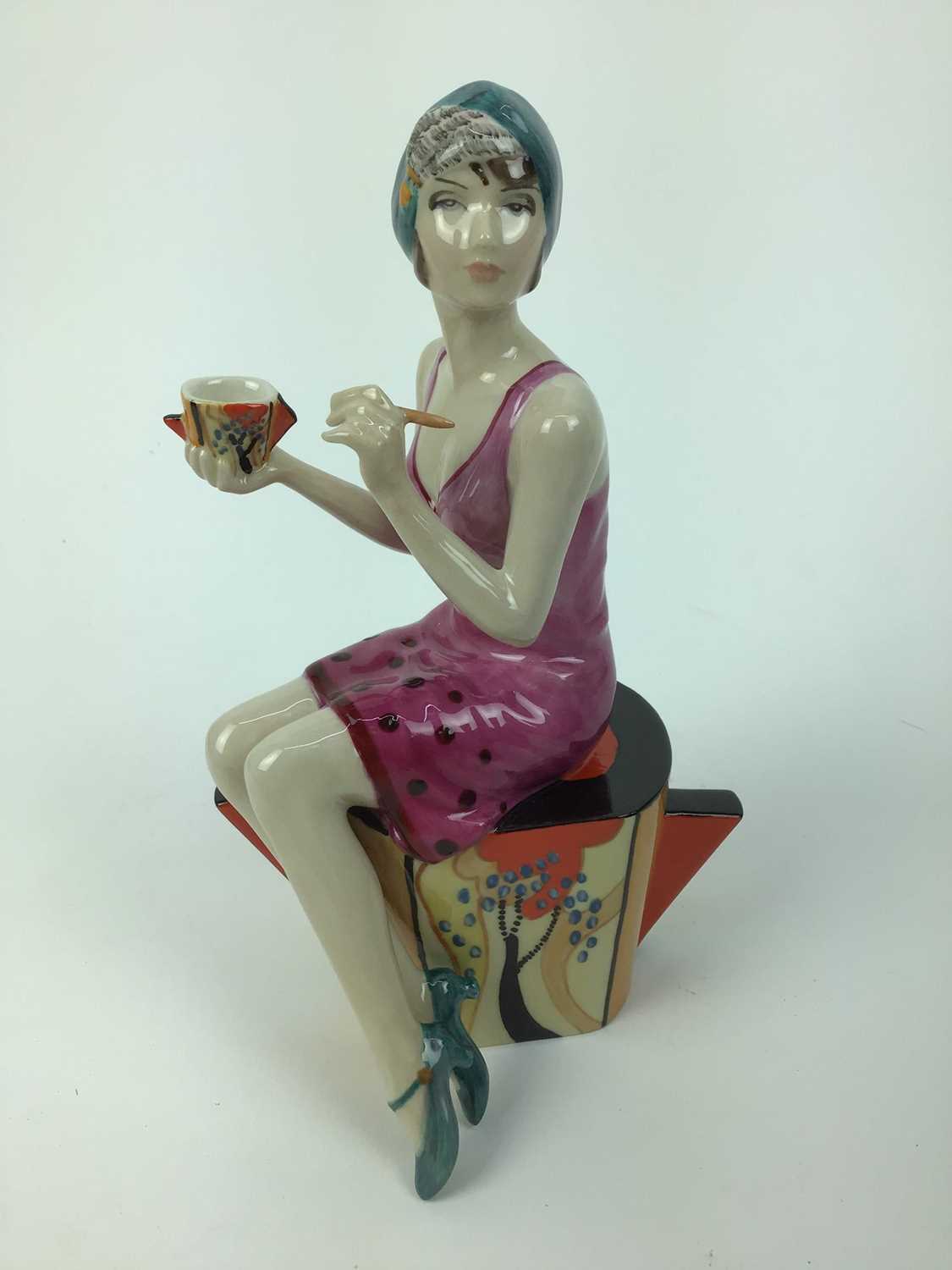 Lot 224 - Peggy Davies Ceramic figure - Art Deco Imitating Life, boxed with certificate