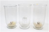 Lot 380 - Three 19th century glass storm lanterns with...