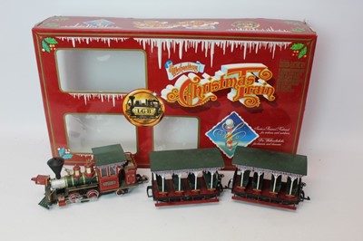 Lot 1492 - Railway LGB Christian Train, train and carriages only, boxed.