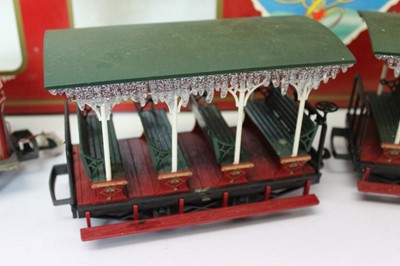 Lot 1492 - Railway LGB Christian Train, train and carriages only, boxed.