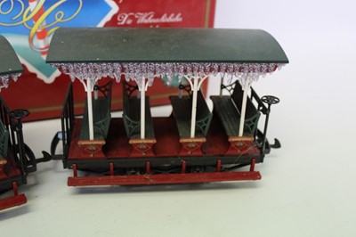 Lot 1492 - Railway LGB Christian Train, train and carriages only, boxed.