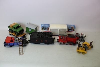 Lot 1506 - Railway LGB unboxed selection including diesel locomotive, carriages, rolling stock.