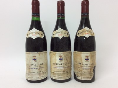 Lot 97 - Wine - three bottles, M. Chapoutier Hermitage M. de la Sizeranne 1983