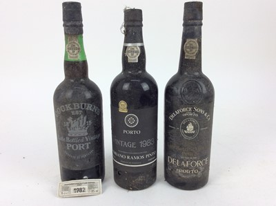 Lot 124 - Port - three bottles, Delaforce 1980, bottled 1986, Cockburn's LBV 1982 and Adriano Ramos Pinto 1983