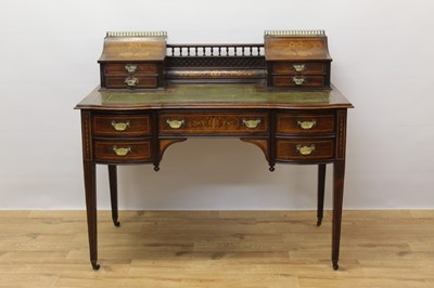 Lot 602 - Edwardian rosewood and marquetry inlaid desk