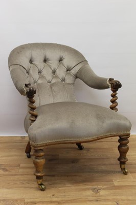 Lot 607 - Victorian upholstered easy chair