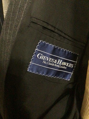 Lot 1782 - Gentlemen's Vintage pinstripe suits by Gieves and Hawkes x4 plus a Prince of Wales check suit by Chester Barrie.