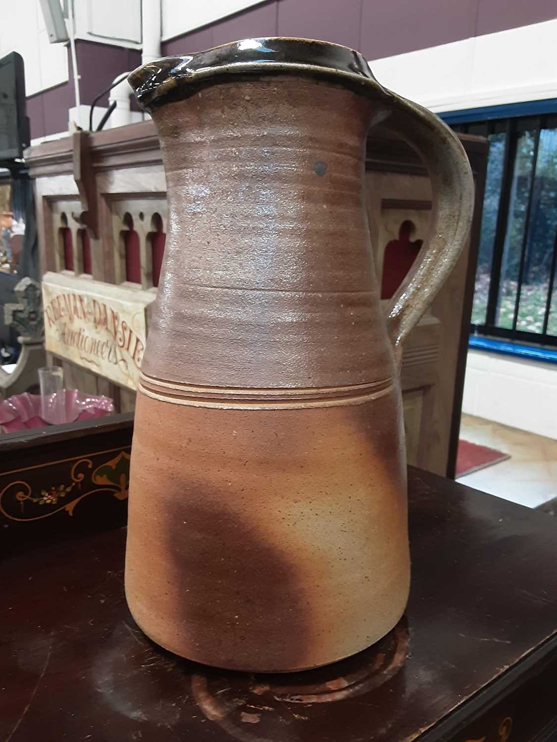 Lot 139 - John Leach salt glazed studio pottery jug with impressed marks to base - Muchelney, Somerset