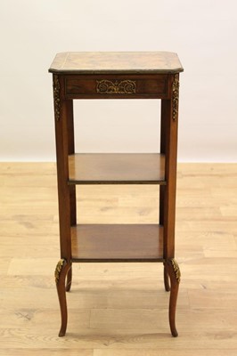 Lot 657 - 19th century Continental walnut and gilt metal mounted three tier etagere