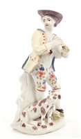 Lot 392 - 18th century Bow polychrome porcelain figure,...