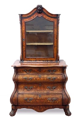 Lot 660 - Late 18th century Dutch walnut and floral marquetry bombe commode