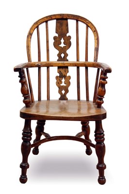 Lot 668 - Rare 19th century yew and elm child's Windsor elbow chair