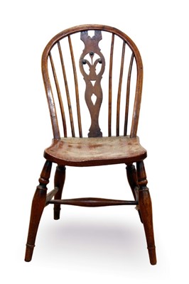 Lot 671 - Rare early 19th century yew, fruitwood and elm stick back chair