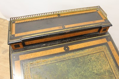 Lot 716 - Victorian aesthetic period ebonised and amboyna inlaid piano-top davenport desk