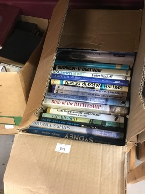 Lot 503 - Five boxes of Military books - mostly Naval subjects