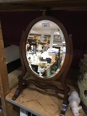 Lot 504 - Edwardian inlaid toilet mirror with bevelled oval mirror